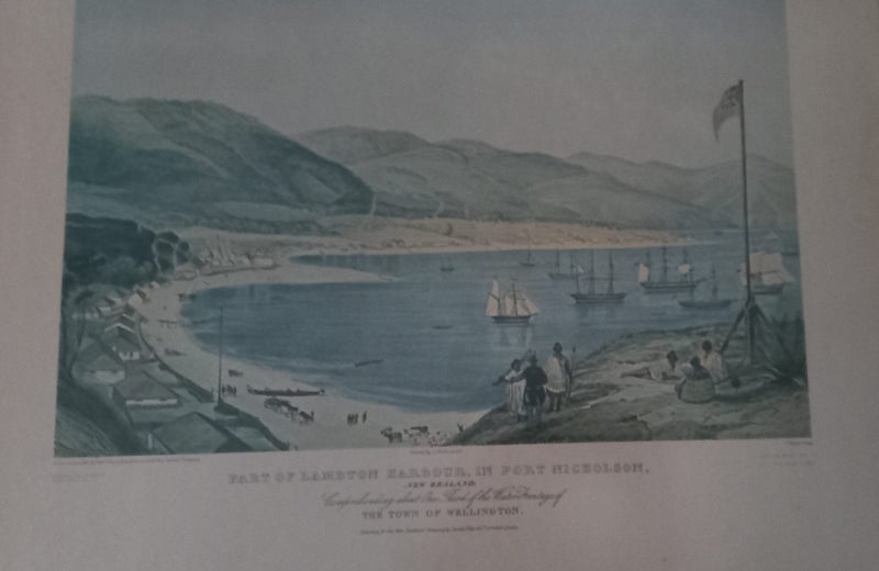 Rare Print - 1841 Lambton Harbour, in Port Nicholson, The Town of Wellington Carousel 1