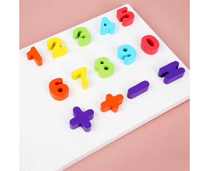 2 inWooden Geometric Number Puzzle Match Count Fishing Game Education Ki Carousel 9