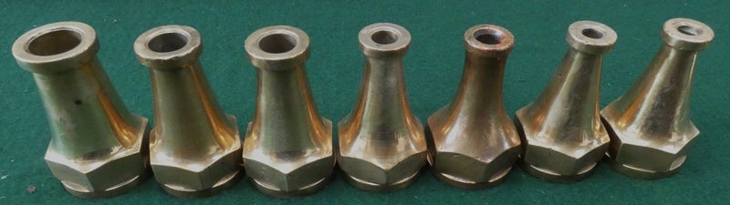 Large SET of BRASS U.K. Fireman's HOSE NOZZLES Branch Points Fire Brigade Carousel 1