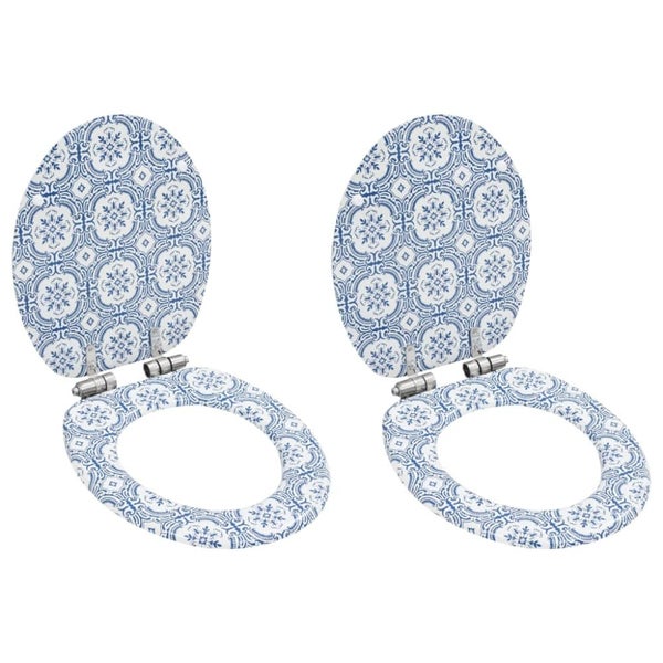 Wc Toilet Seats 2 Pcs With Soft Close Lids Mdf Porcelain Design Xiibbx Carousel 1