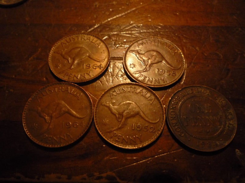 Australia Penny Coins x 5 Carousel 1