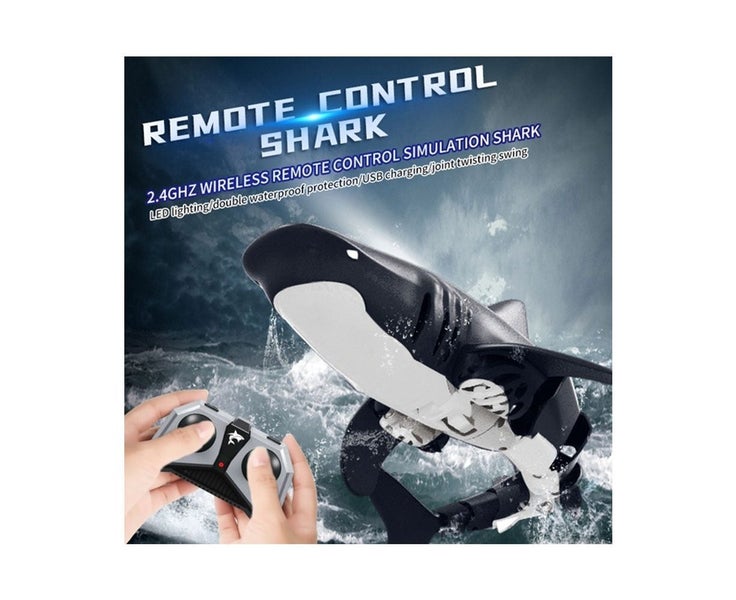 2.4G Remote Control Shark Boat Model Waterproof RC Toy BLACK with Light Carousel 5