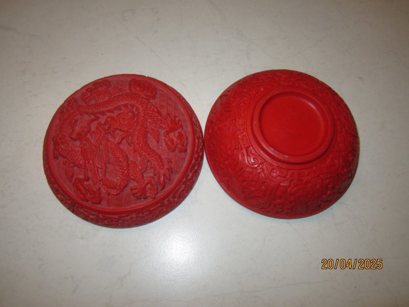 Chinese "Cinnabar" Carved Box Carousel 2