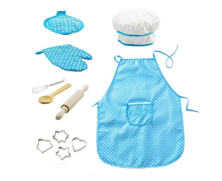Children's cooking apron set with kitchen cooking accessories, children's k Carousel 1