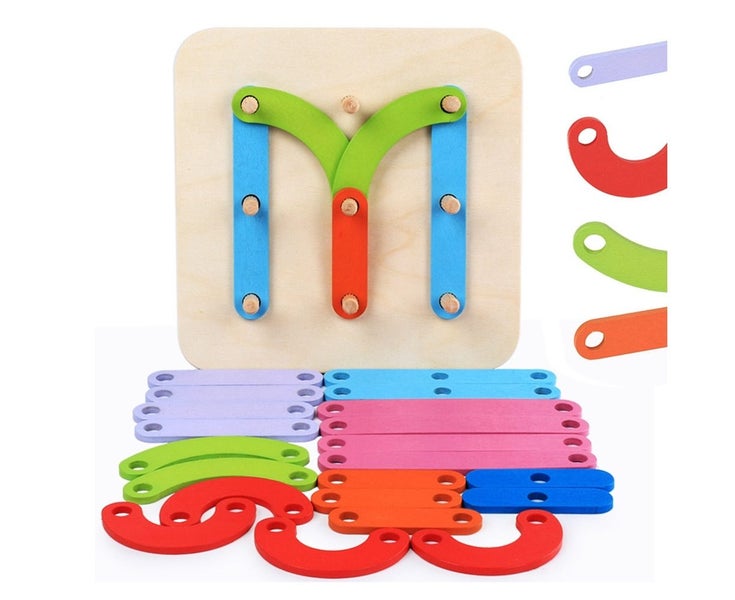 Wooden Letter Number Shape Puzzle Educational Board Game Block Kids Children Toy Carousel 1