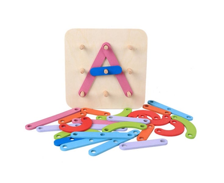 Wooden Letter Number Shape Puzzle Educational Board Game Block Kids Children Toy Carousel 2