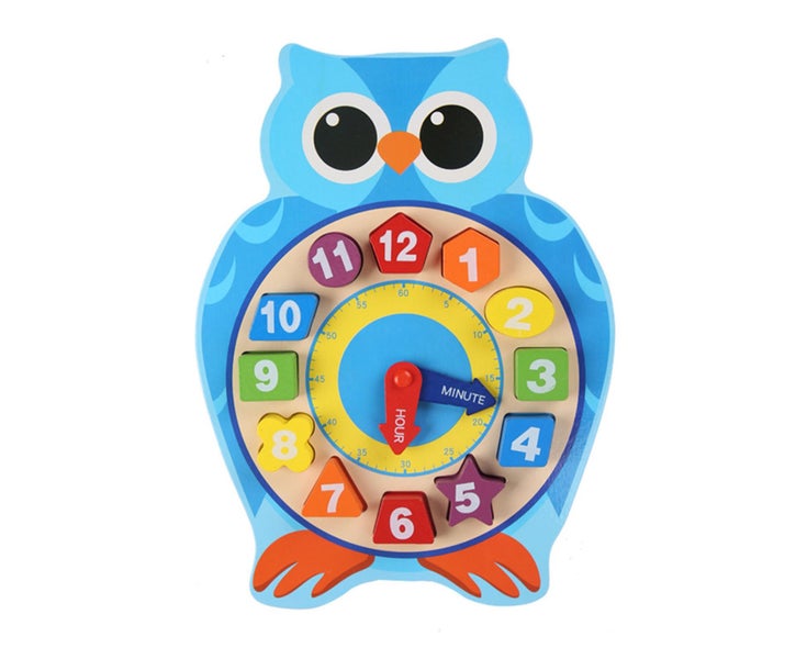 Wooden Clock Vibrant Color Clock Learning Educational Cartoon Animal Shape Carousel 1