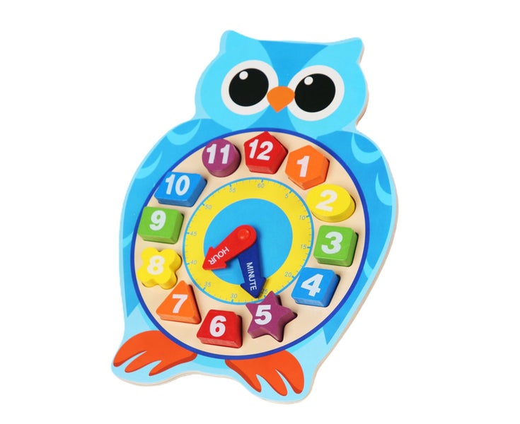 Wooden Clock Vibrant Color Clock Learning Educational Cartoon Animal Shape Carousel 2