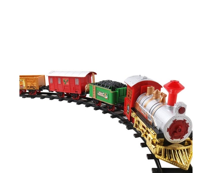 Kids Train Set Electric ABS Train Toy for Boys Steam Locomotive Cargo Track Carousel 1