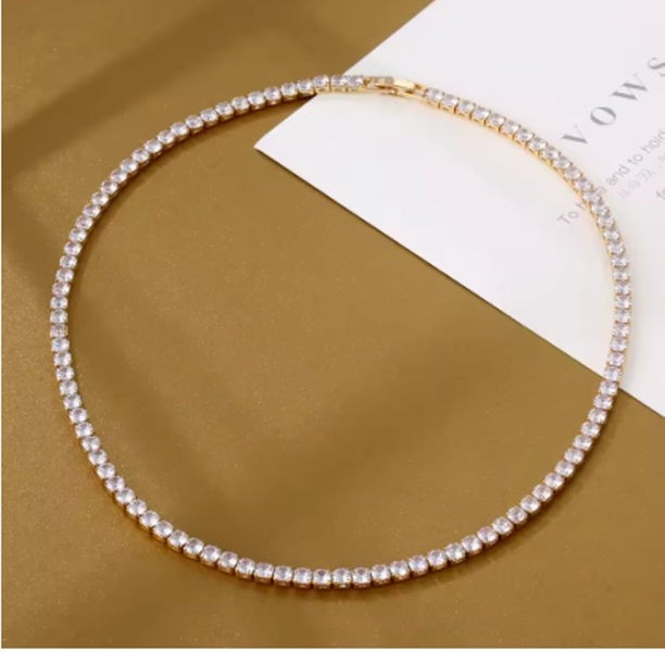 45cms 5A Zircon 4mm Tennis NECKLACE in .925 Sterling Carousel 4