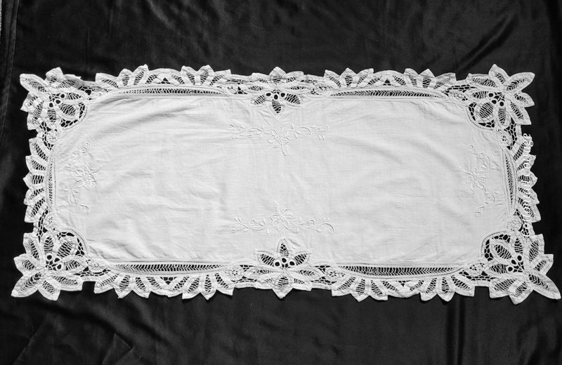 Vintage Cotton Battenburg Lace Table Runner 87cm Carousel 2