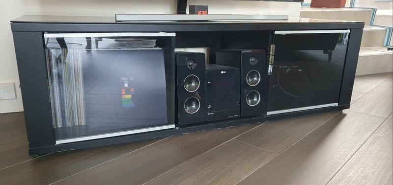 Modern Black Glass TV Cabinet – Sleek & Minimalist Design | $39 Carousel 1