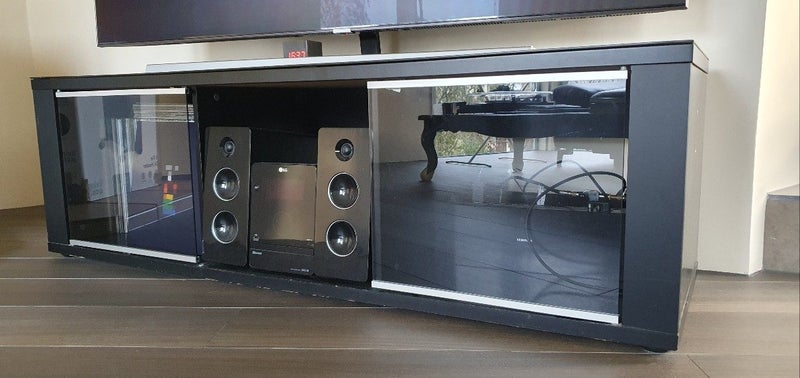 Modern Black Glass TV Cabinet – Sleek & Minimalist Design | $39 Carousel 2