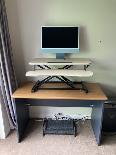 Height adjustable sit stand desk riser Carousel 1