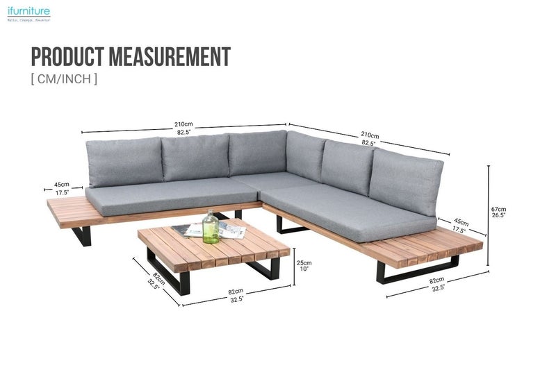 BASTON Aluminium Sectional Outdoor Lounge Sofa Set62937632288897111