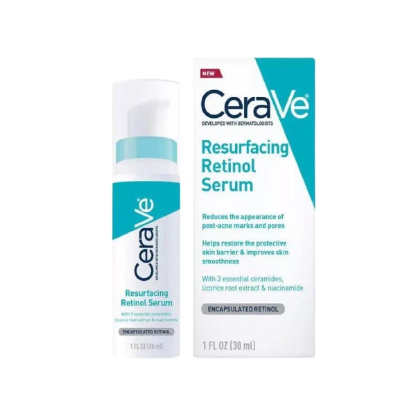 CeraVe Resurfacing Retinol Serum 30ml - Fade Post-Acne Marks & Improve Skin Text Carousel 1