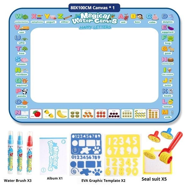 Water Doodle Mat Kids Painting Drawing Colouring Rug Carpet Toy Magic Pen Carousel 1