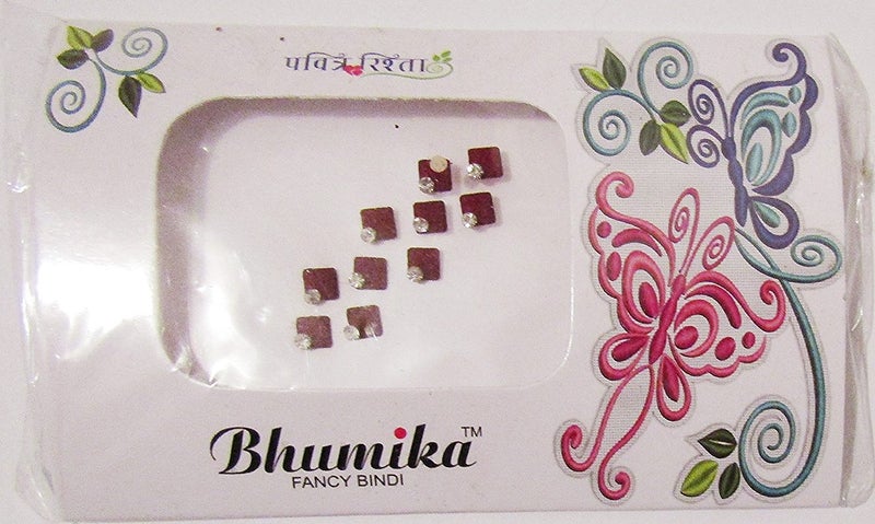 Bindi's, hand crafted. Red diamond design with gold dots and 'gemstone' Carousel 1