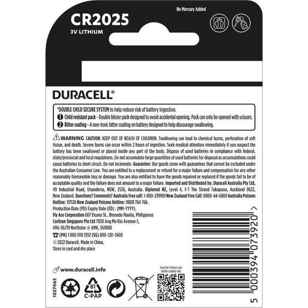Duracell Batteries 3v Lithium Cr2025 Carousel 2