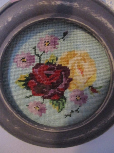 Small Pretty Petit Point Cross-stitch in Wee Hanging Frame Carousel 2