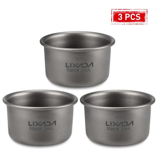 1/3pcs Lixada 35ml Mini Titanium Tea Cup Home Office Outdoor Camping Carousel 2