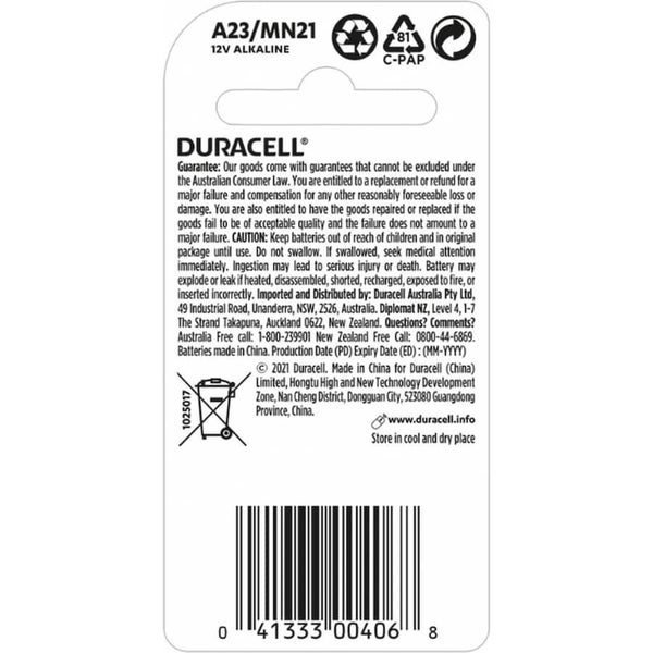 Duracell Batteries 12v Alkaline A23/mn21 Carousel 2