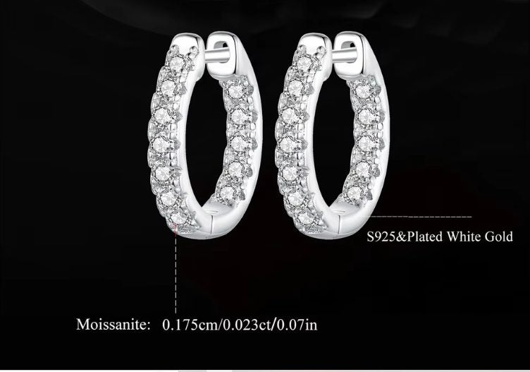 3mm Moissanite Hoop Earrings in 14K/925 Carousel 1