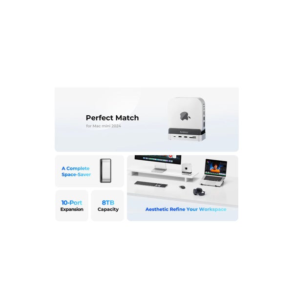 Orico MiniDock - Vertical Mac Mini 4 Docking - DIY Assemble , Support up to 8TB Carousel 5