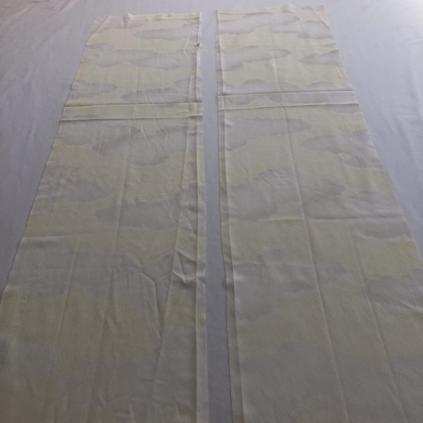 Vintage Japanese Silk Fabric Pieces X2 Yellow Cloud Kimono Panels Carousel 1