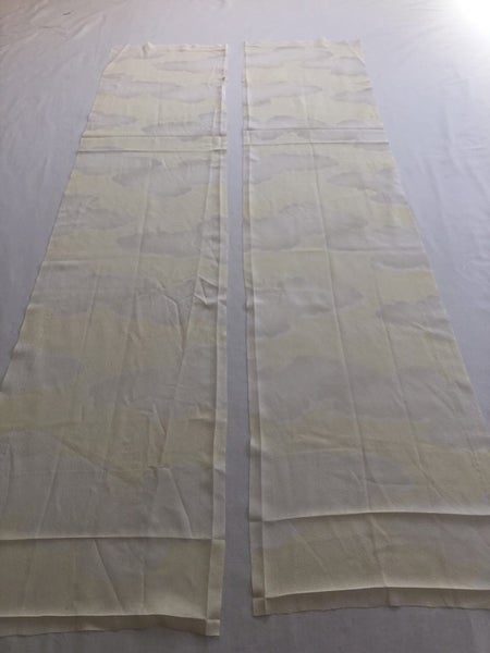 Vintage Japanese Silk Fabric Pieces X2 Yellow Cloud Kimono Panels Carousel 10