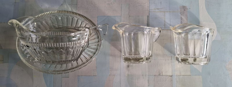 Crown Crystal - Little glass jugs with solid deco handles x 3629956619735061116