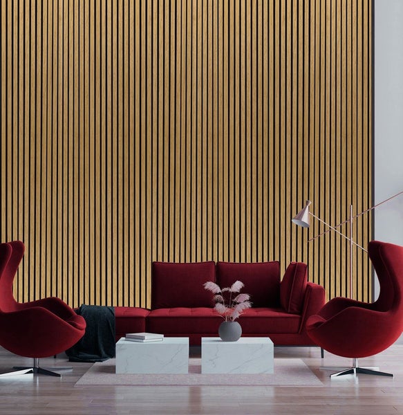 2400mmx600mm Acoustic Wooden Slat Panel - Natural Carousel 1