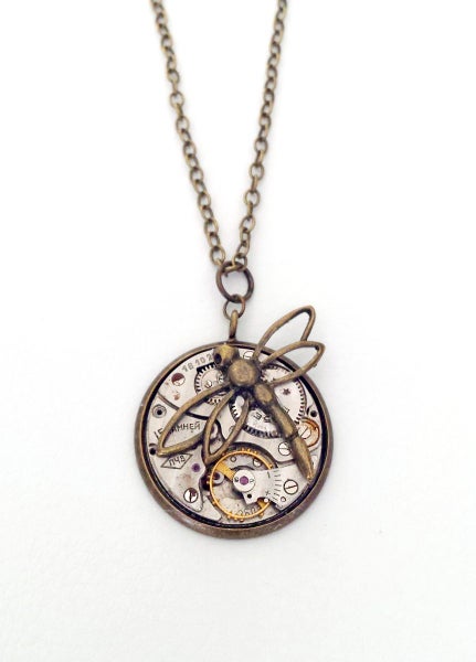 The Brass Dragonfly, A unique steampunk inspired pendant Carousel 1