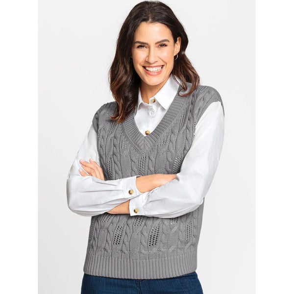 Cable Vest - Size 14 - Grey Carousel 1