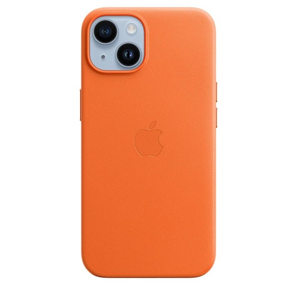 Apple Leather Case with Magsafe for iPhone 14 - Orange Carousel 1