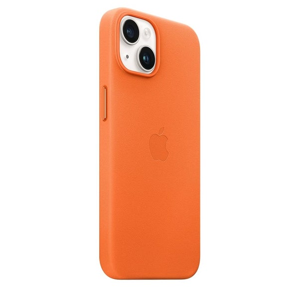 Apple Leather Case with Magsafe for iPhone 14 - Orange Carousel 2