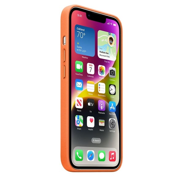 Apple Leather Case with Magsafe for iPhone 14 - Orange Carousel 3