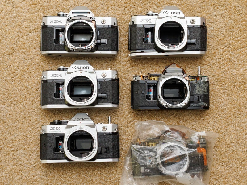 6x Canon AE-1 & AE-1 Program film camera bodies - for parts/repair Carousel 1