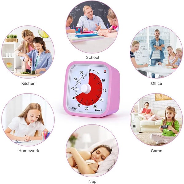 Visual Timer for Kids 60 Minute Timer for Classroom Office Kitchen Pink Carousel 1
