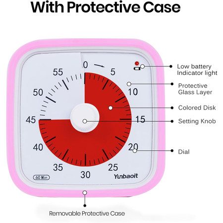 Visual Timer for Kids 60 Minute Timer for Classroom Office Kitchen Pink Carousel 7