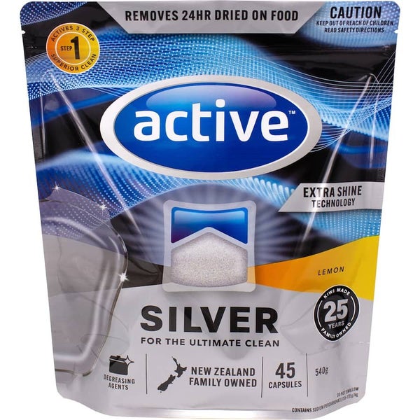 Active Silver Dishwasher Tablets Lemon 45pack Carousel 1
