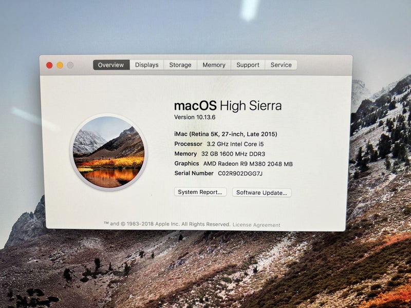 Apple iMac 27” 5K 32GB RAM intel i5 year 2015 in A1 Condition.62863221873794111
