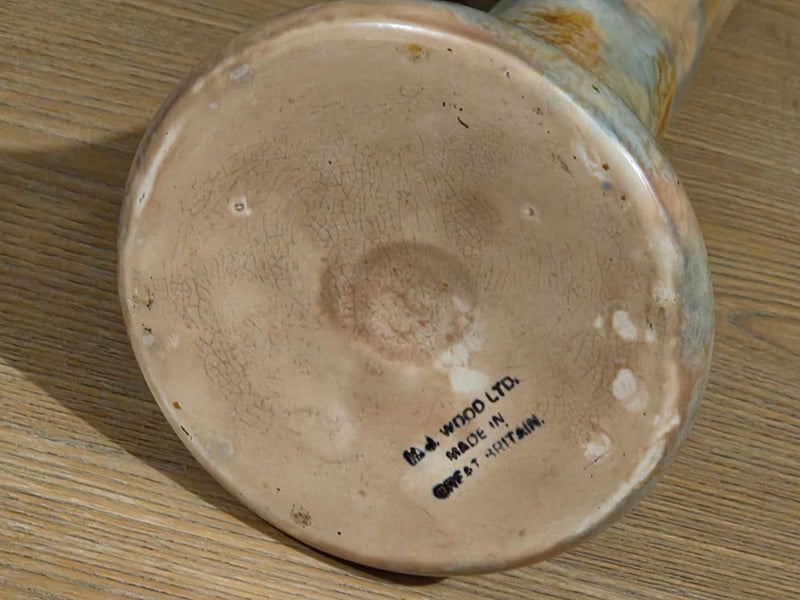 Art Deco " H. J. Wood Ltd " Pottery English Tall Mottled Jug Carousel 3