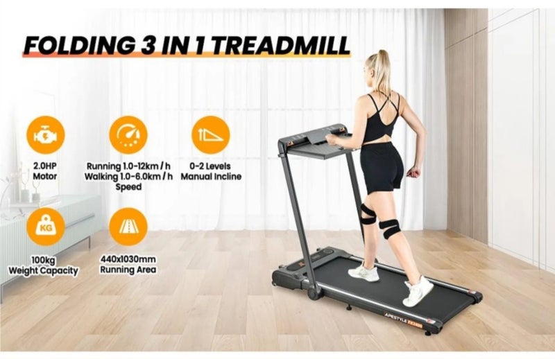 Ape Style FX2400 Foldable 3-in-1 Walking & Running Smart Treadmill - Black Carousel 2