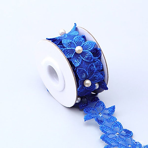 1 Yard Flower Lace Trim Beaded Ribbon Embroidered Edge Sewing DIY Wedding Decor Carousel 20