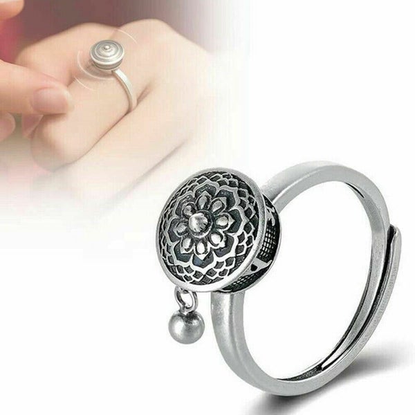 Traditional Prayer Lotus Anxiety Relief Ring Adjustable Fidget Rings For Women Carousel 1
