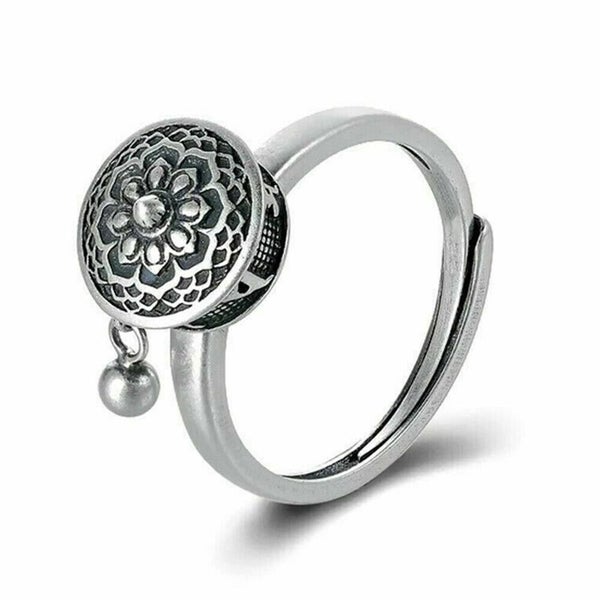 Traditional Prayer Lotus Anxiety Relief Ring Adjustable Fidget Rings For Women Carousel 2