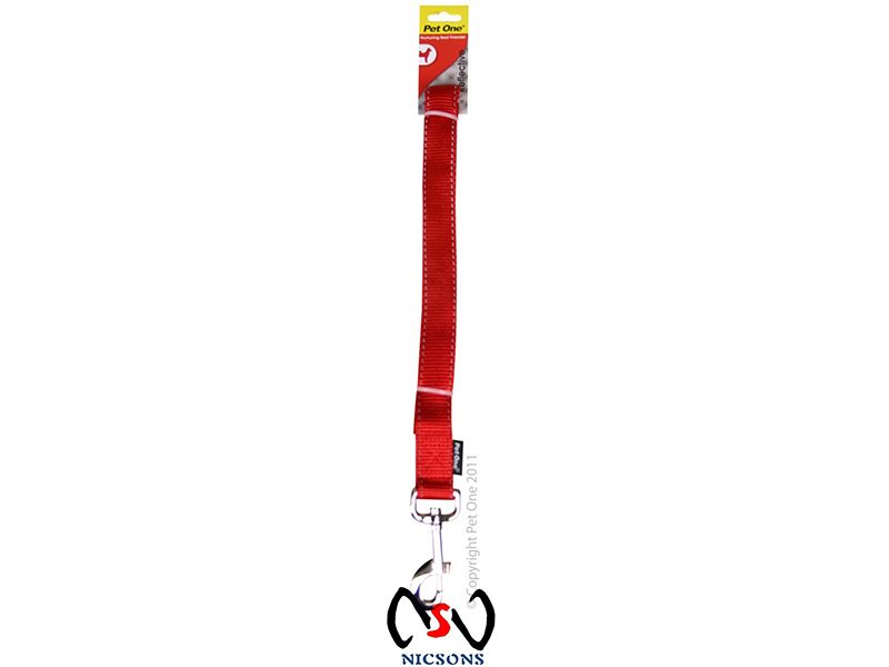 Pet One Dog Leash Reflective Lead 10mm x 180cm Red Carousel 1