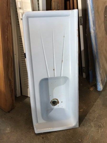 Cast Iron Sink Bench Top - Baby Blue - #02689. Carousel 1