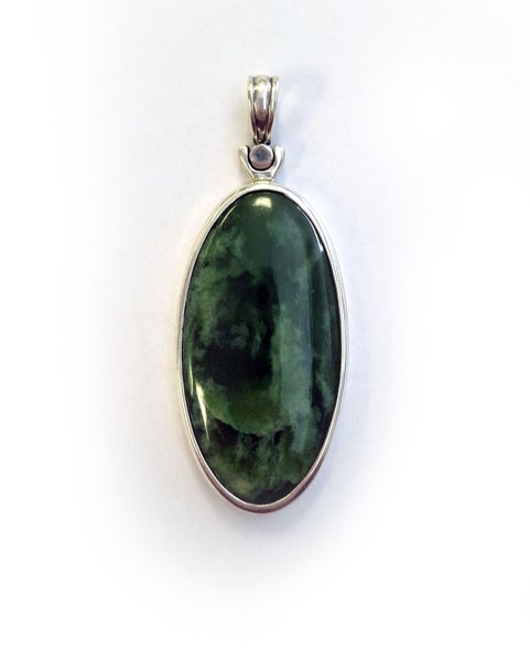 NZ Greenstone Sterling Silver Pendant Carousel 1